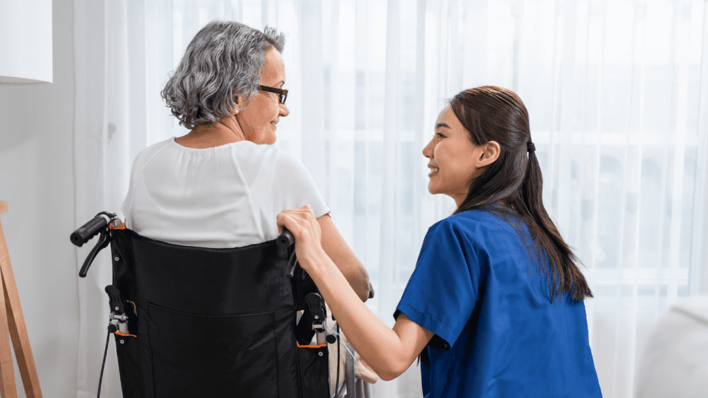 Caregiver taking care of the elderly